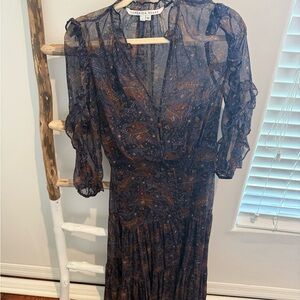 Veronica Beard Navy Paisley Dress